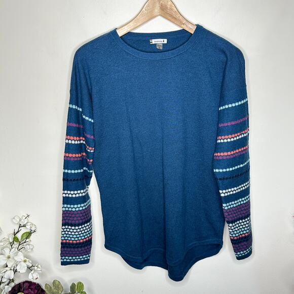SMARTWOOL Shadow Pine Crewneck Merino Wool Sweater Peacock Blue Sz S {BB35} - Picture 2 of 6